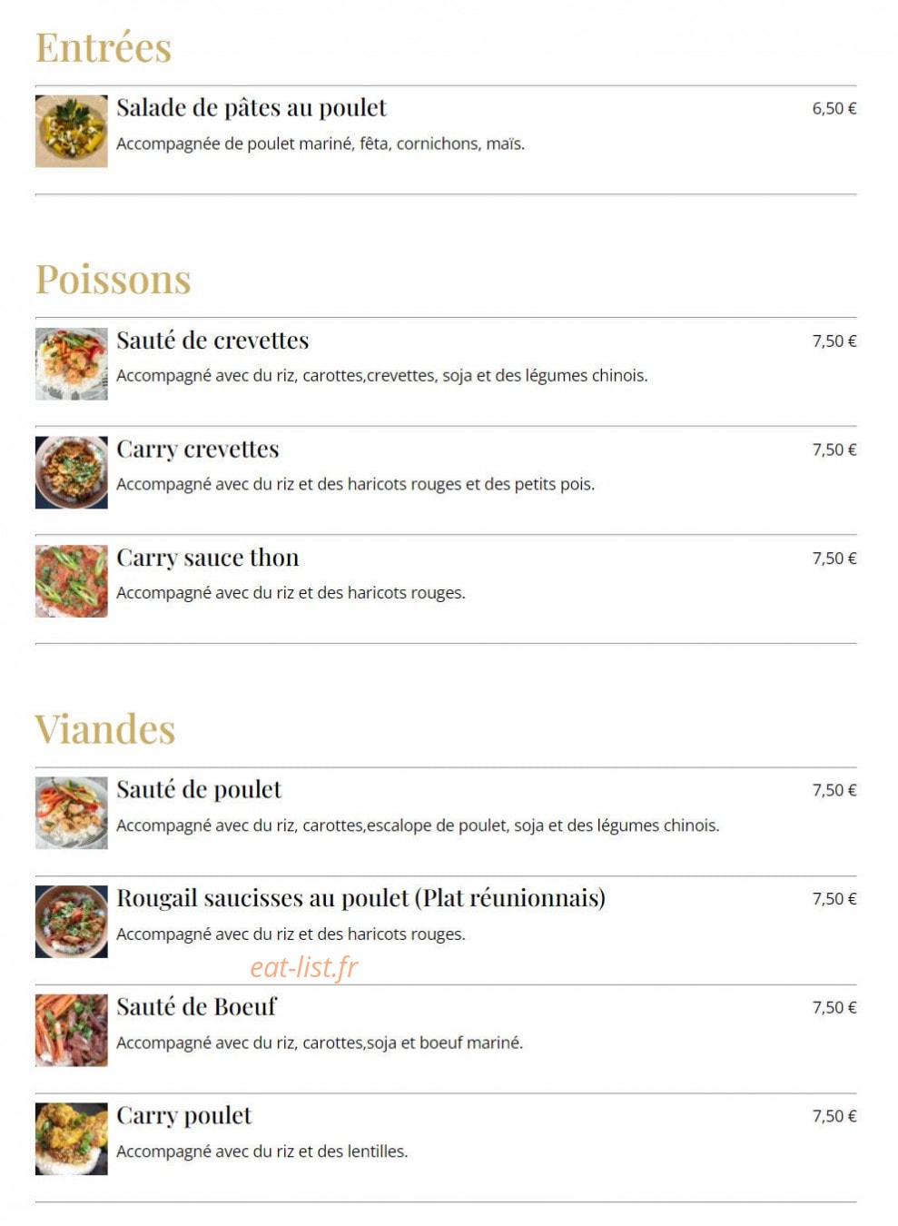 Les Plats de Pimpin's — carte page 1