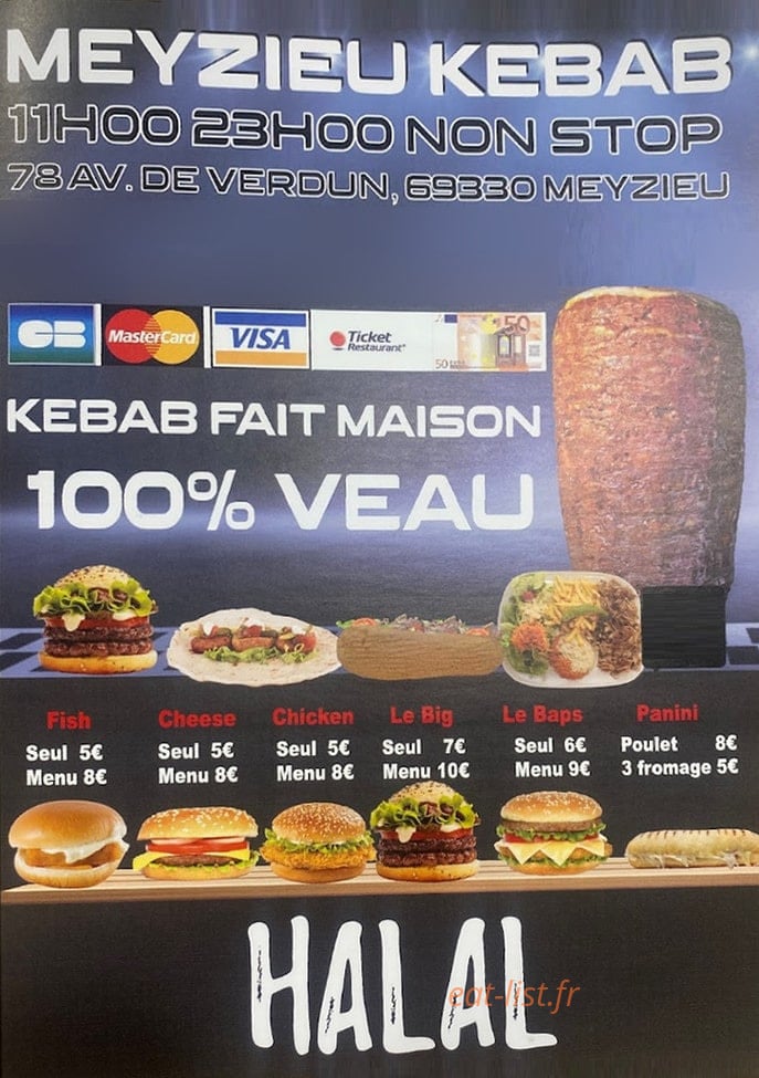 Meyzieu kebab — carte page 1