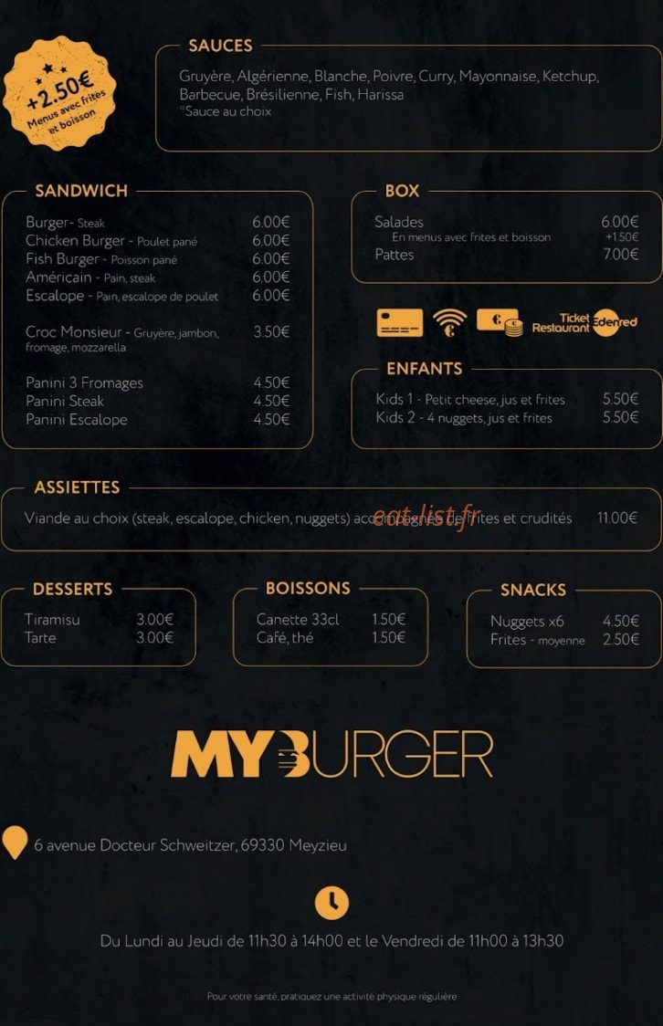 My Burger — carte page 1