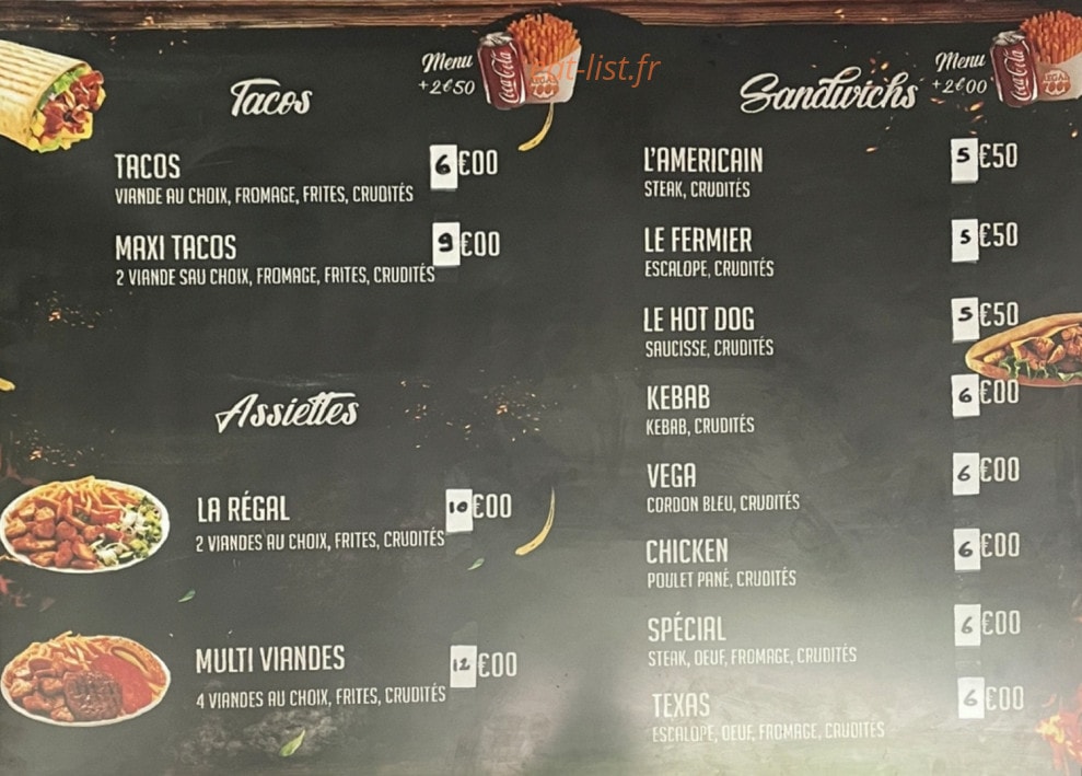 Regal Food — carte page 1