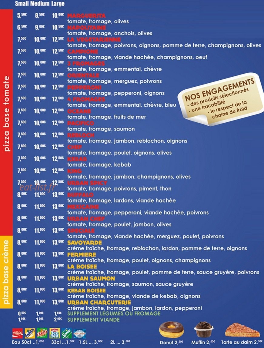 Urban pizza — carte page 2