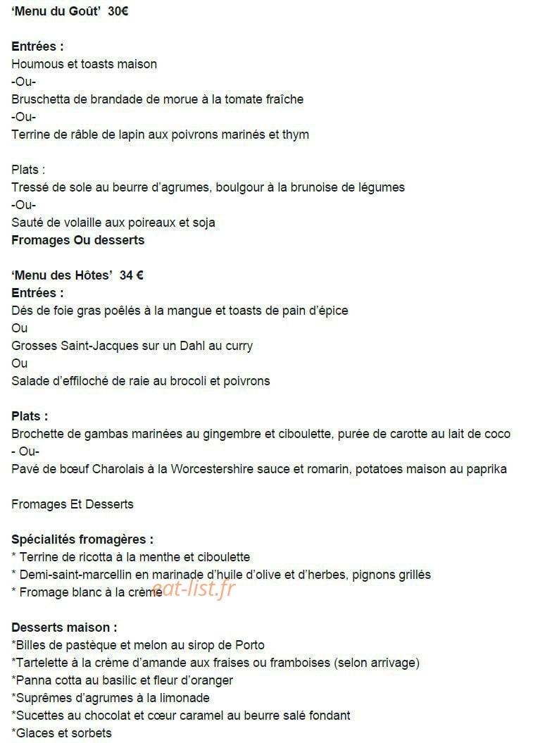 Le Goût des Hôtes — carte page 2