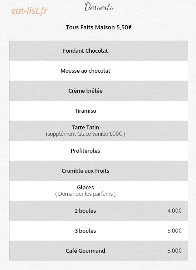 Le Relais de Moifond — carte page 2
