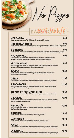 Allora Pizza — carte page 1