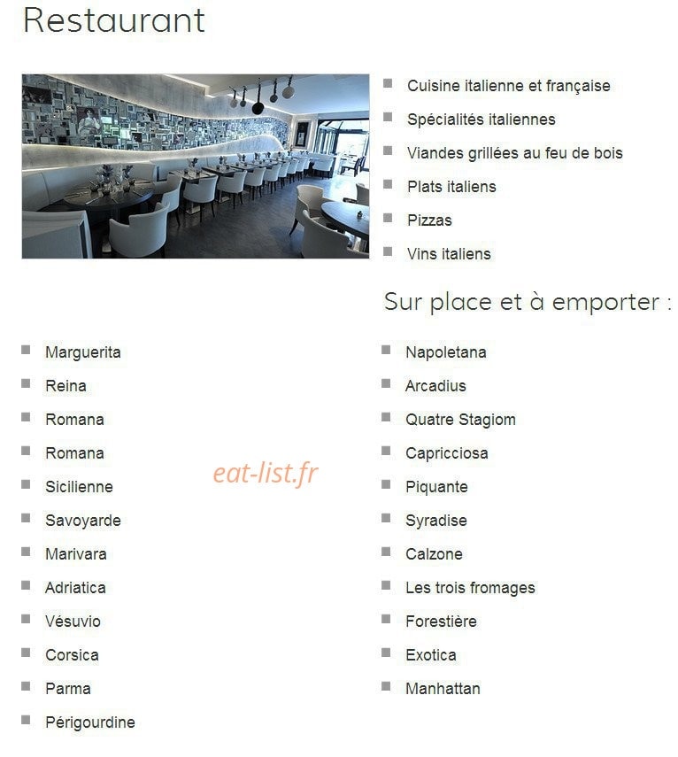 Arcadius pizzeria — carte page 1