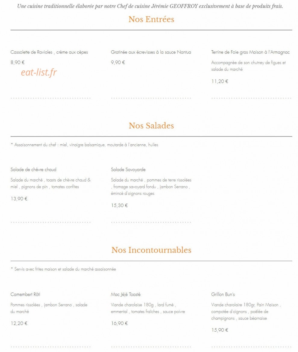 Au Petit Grillon — carte page 1
