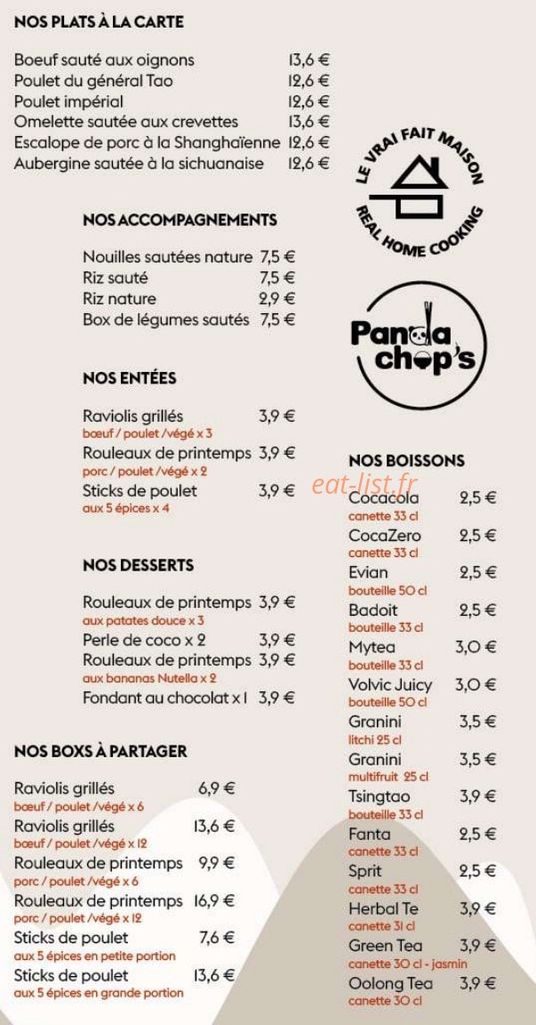 Panda Chop's — carte page 1