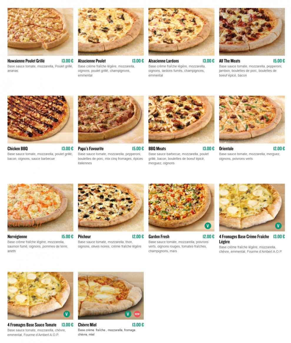Papa John's Pizza — carte page 3