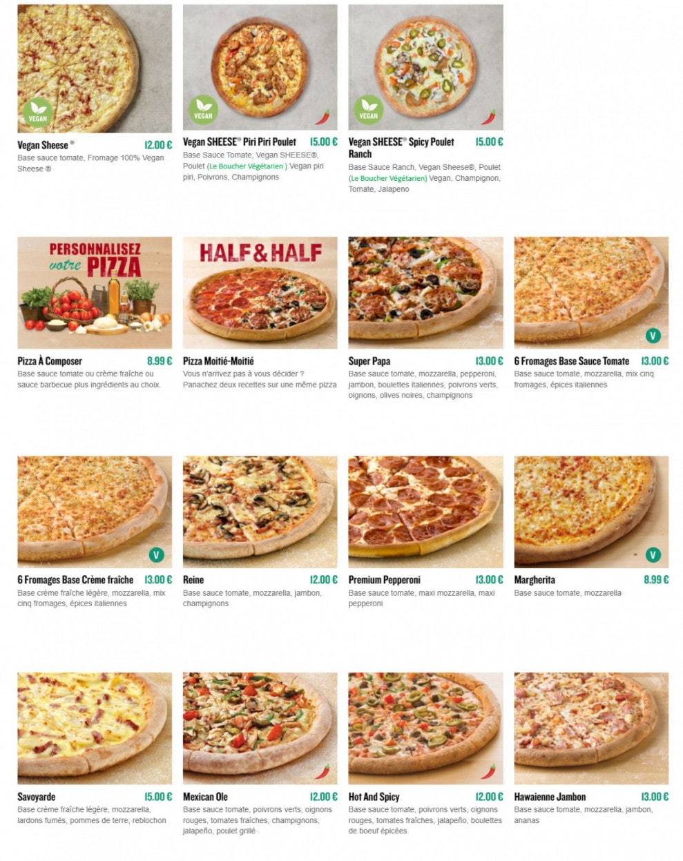 Papa John's Pizza — carte page 2