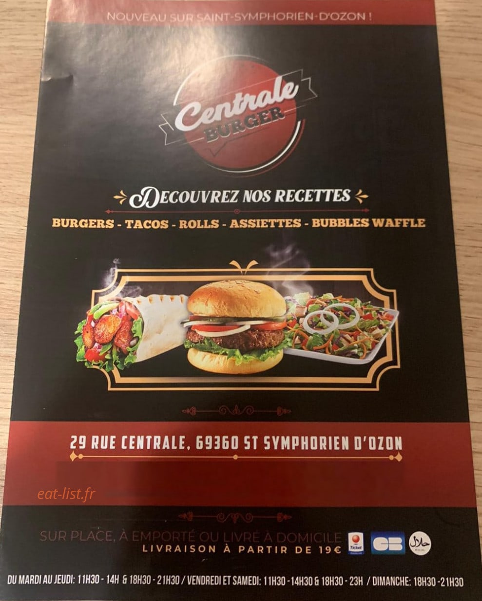 Centrale burger — carte page 1