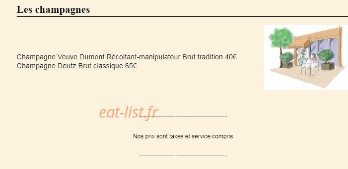 Carte et menu de L'atelier du Louvre à Saint Symphorien d'Ozon — Champagnes