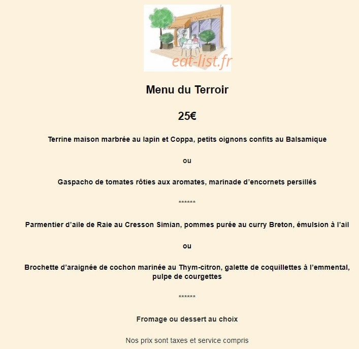 Carte et menu de L'atelier du Louvre à Saint Symphorien d'Ozon — Menu du terroir