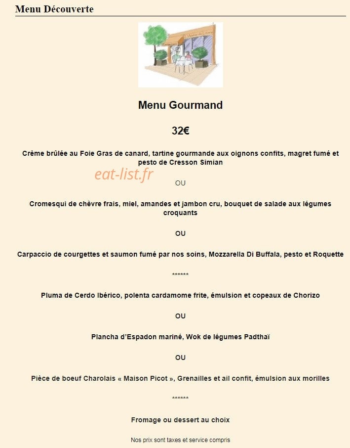 Carte et menu de L'atelier du Louvre à Saint Symphorien d'Ozon — Menu découverte