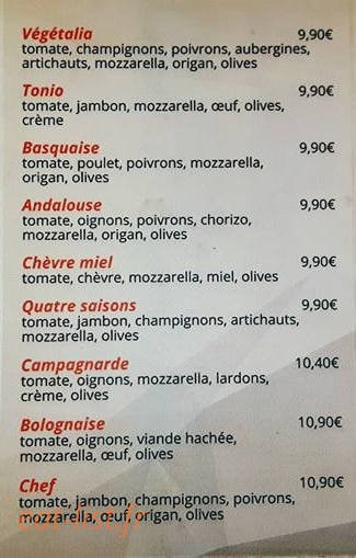 Mia Pizza — carte page 3