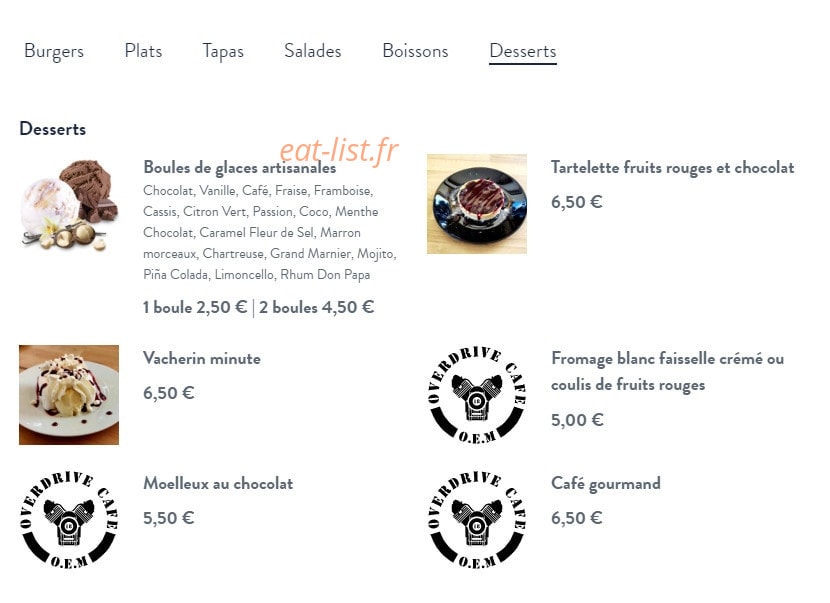 Overdrive cafe — carte page 7
