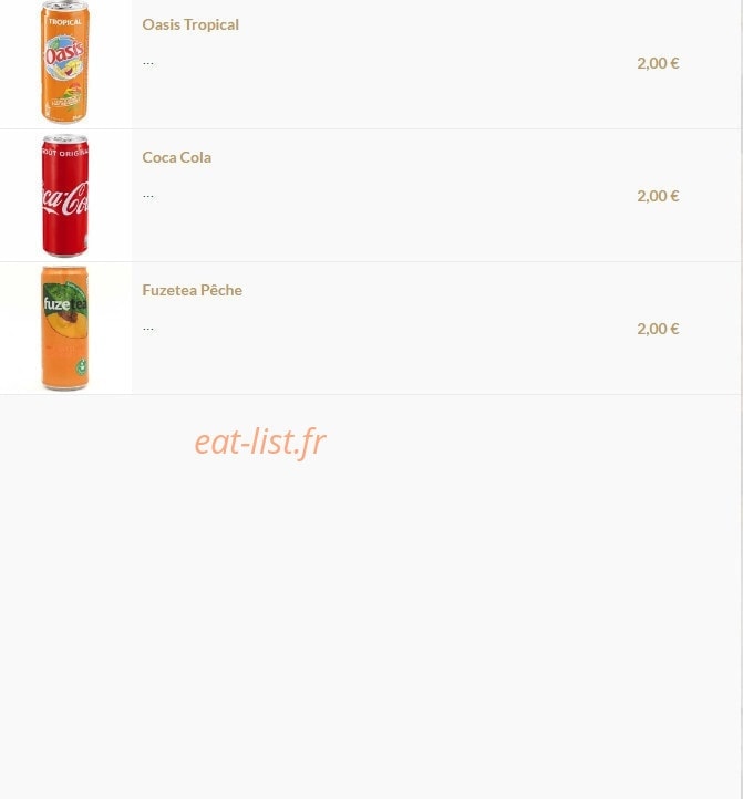 Carte et menu de L'instant Sushi à Serezin du Rhone — Les softs
