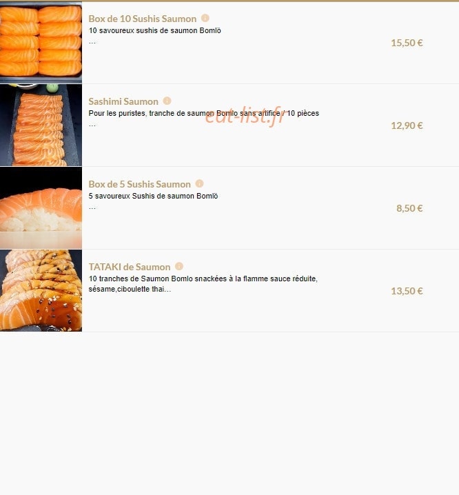 Carte et menu de L'instant Sushi à Serezin du Rhone — Les sushis & sashimis