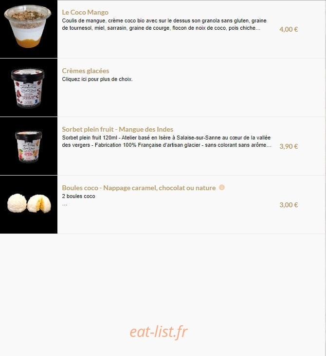 Carte et menu de L'instant Sushi à Serezin du Rhone — Les desserts