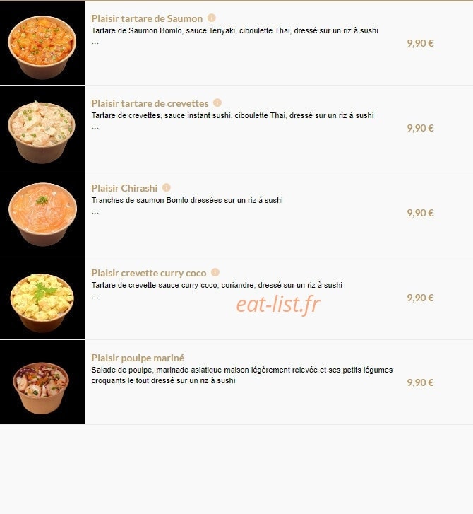 Carte et menu de L'instant Sushi à Serezin du Rhone — Les petits plaisirs