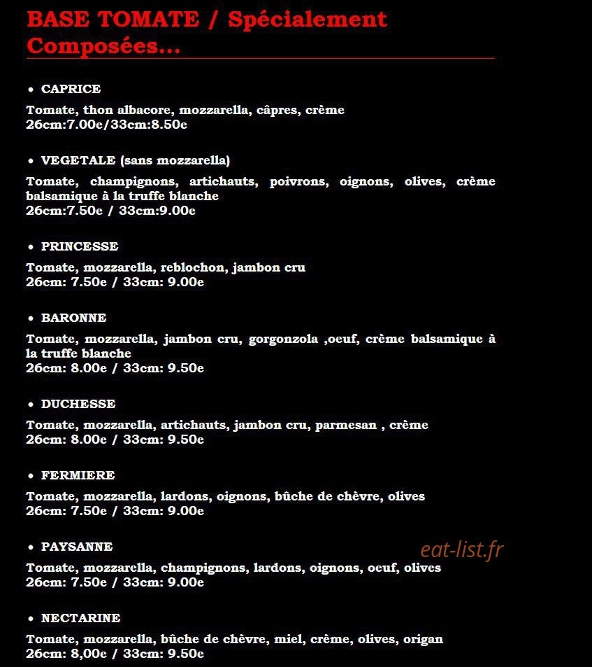 Pizza Calypso — carte page 2
