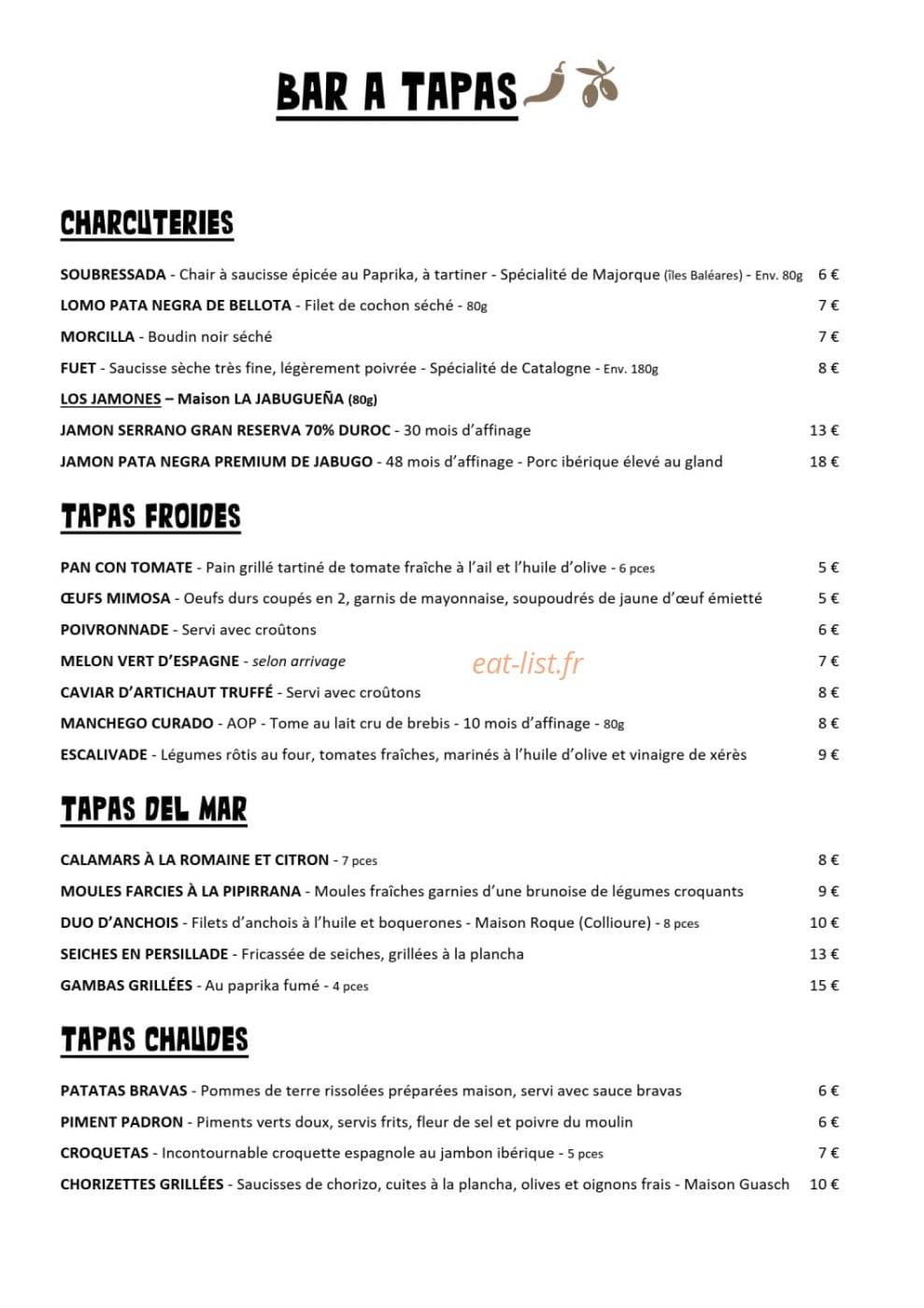 La Cantina — carte page 3