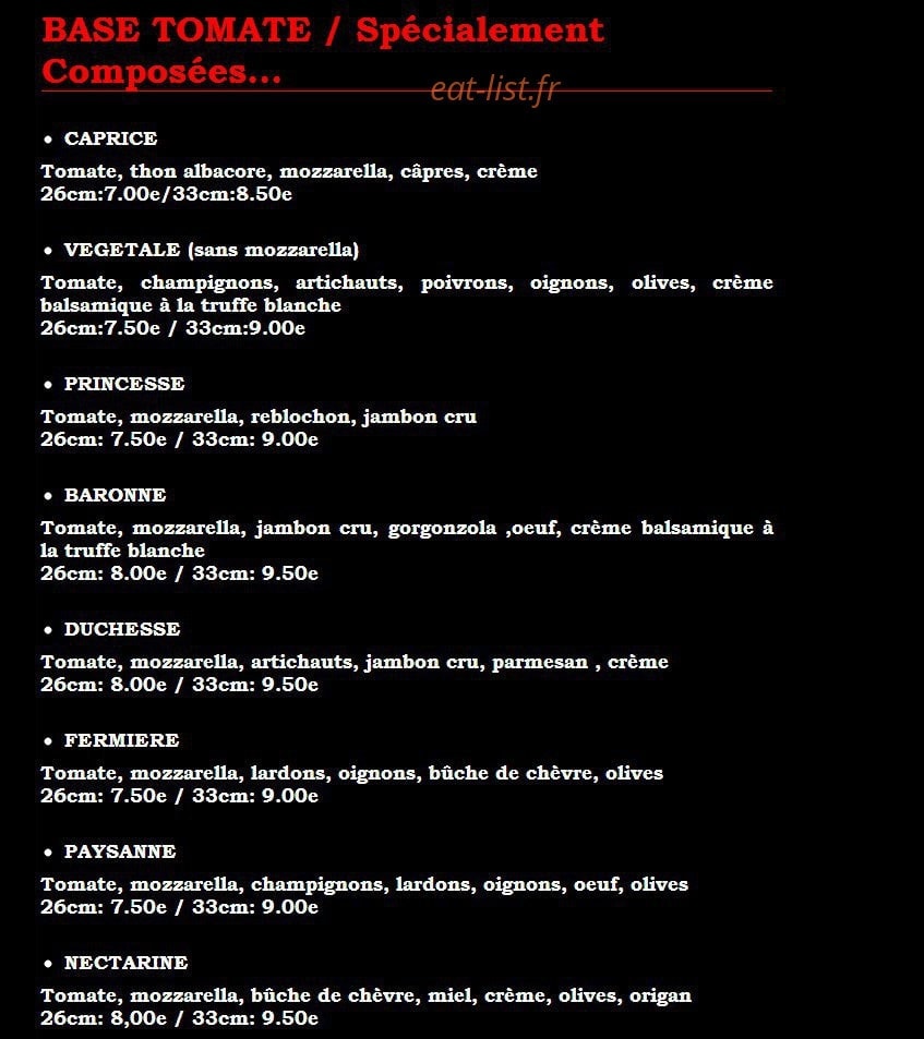 Pizza Calypso — carte page 2