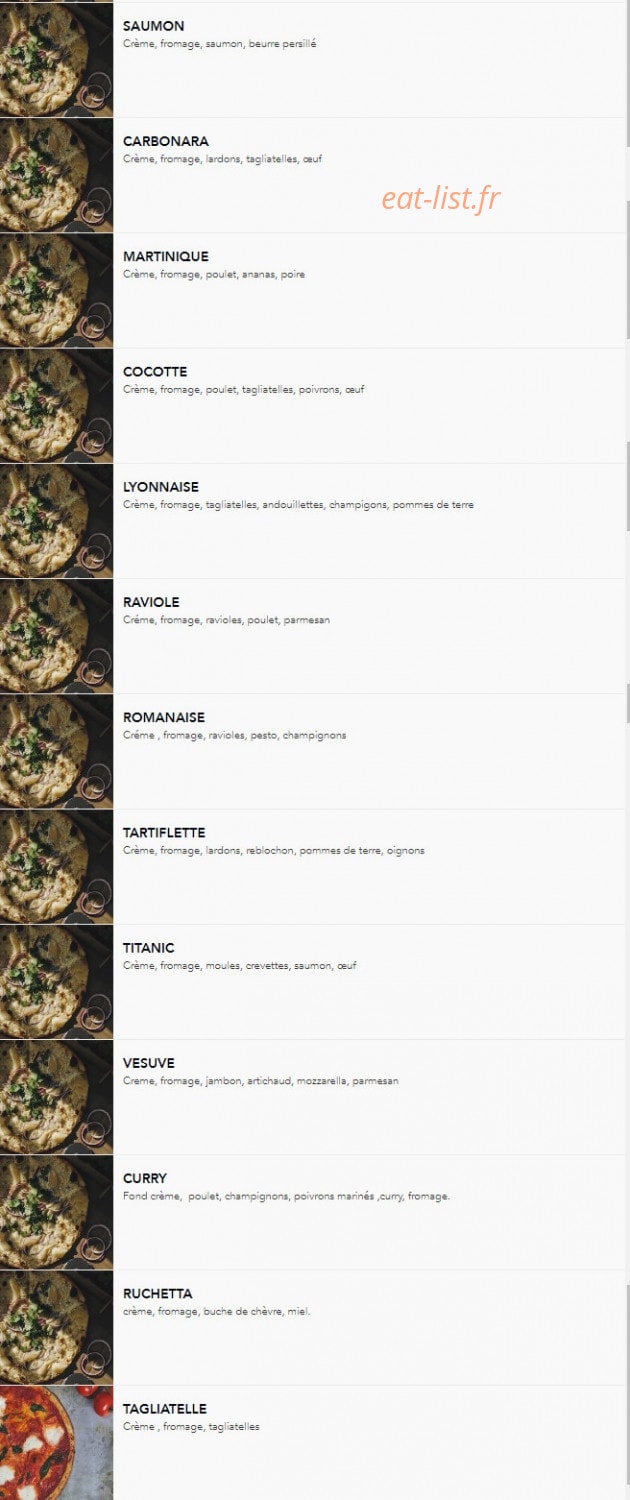 Carte et menu de House Pizzas à Civrieux d'Azergues — Les pizzas base crème (suite)
