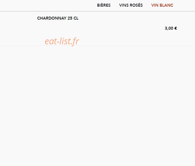 Carte et menu de House Pizzas à Civrieux d'Azergues — Les vins blancs