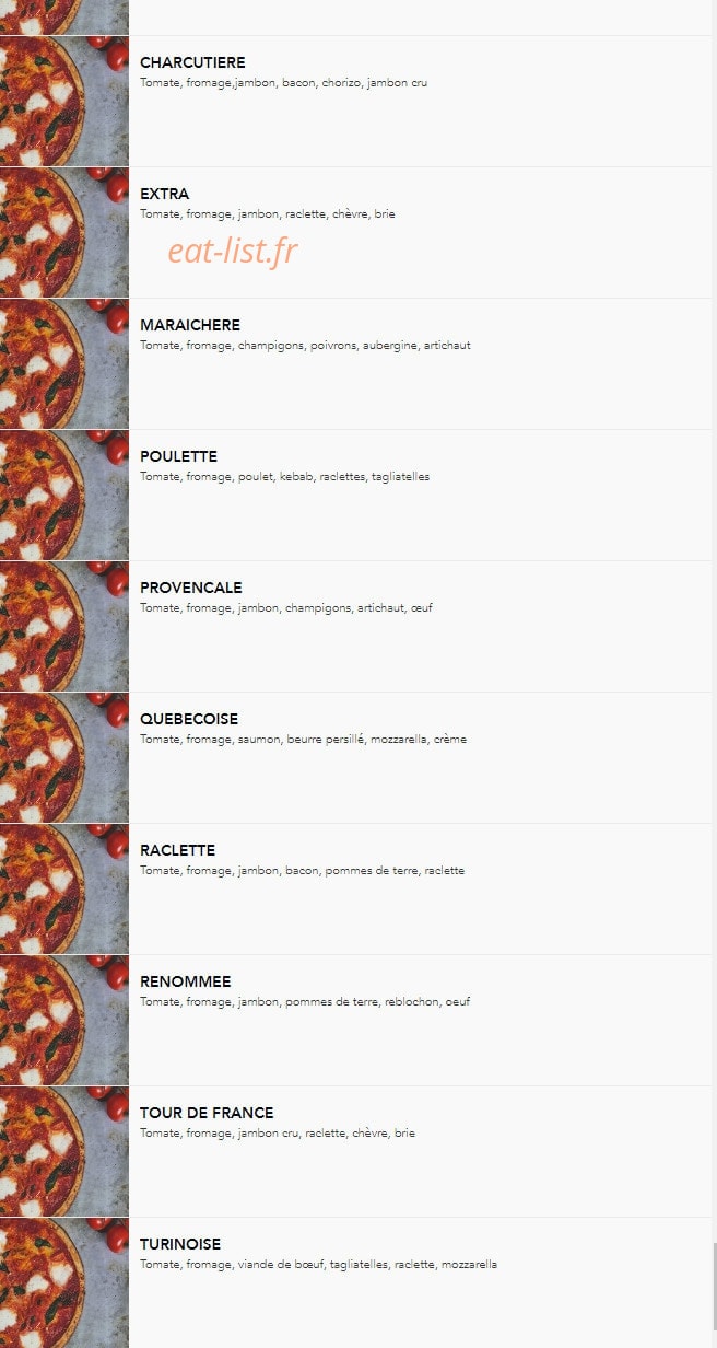 Carte et menu de House Pizzas à Civrieux d'Azergues — Les pizzas base tomate (suite)