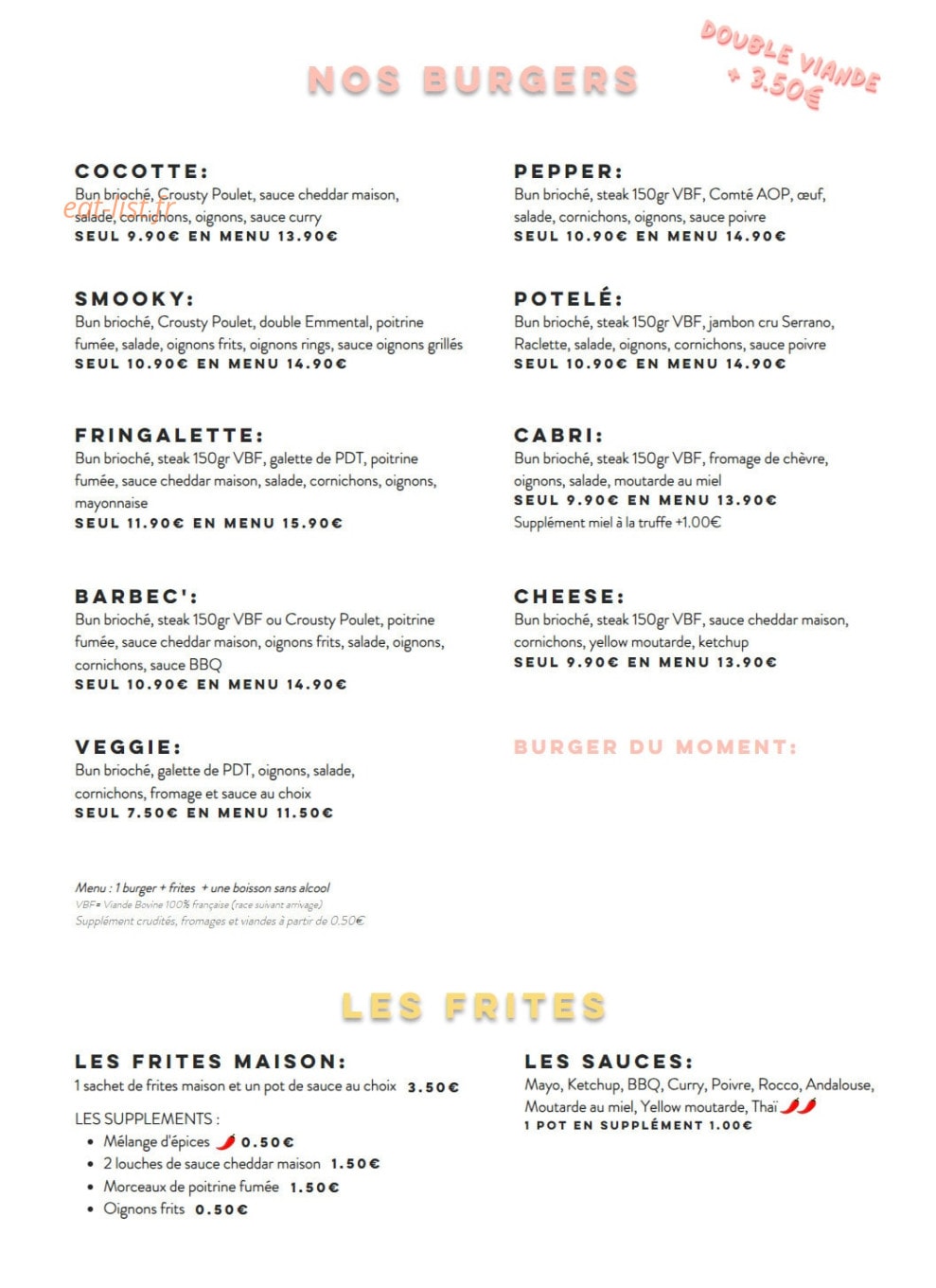Snack des copains — carte page 1