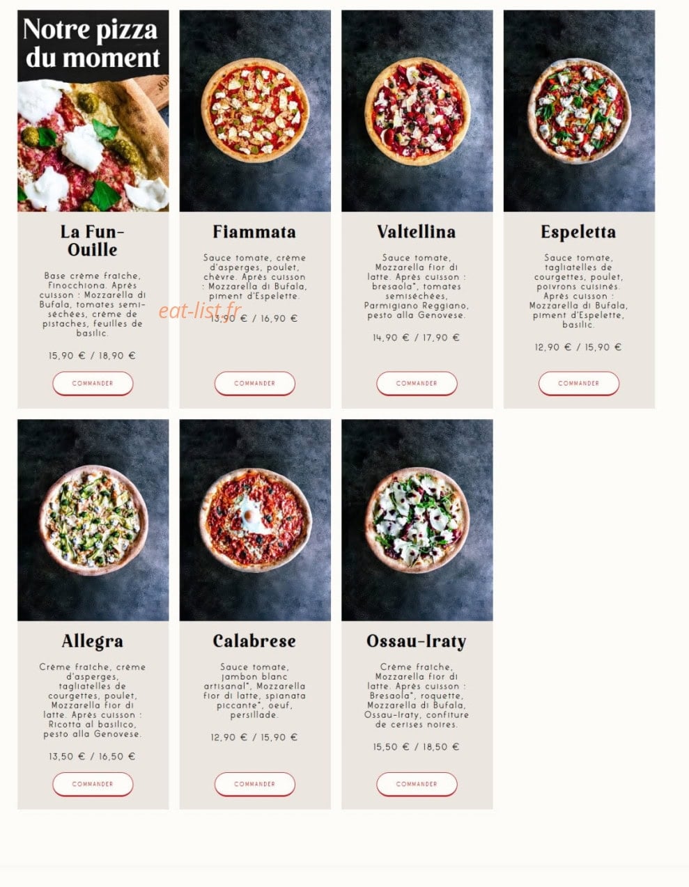 Jordan Tomas Pizza — carte page 2