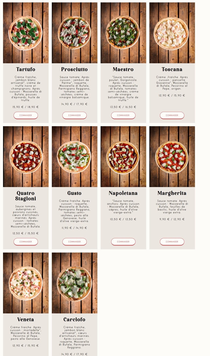 Jordan Tomas Pizza — carte page 4