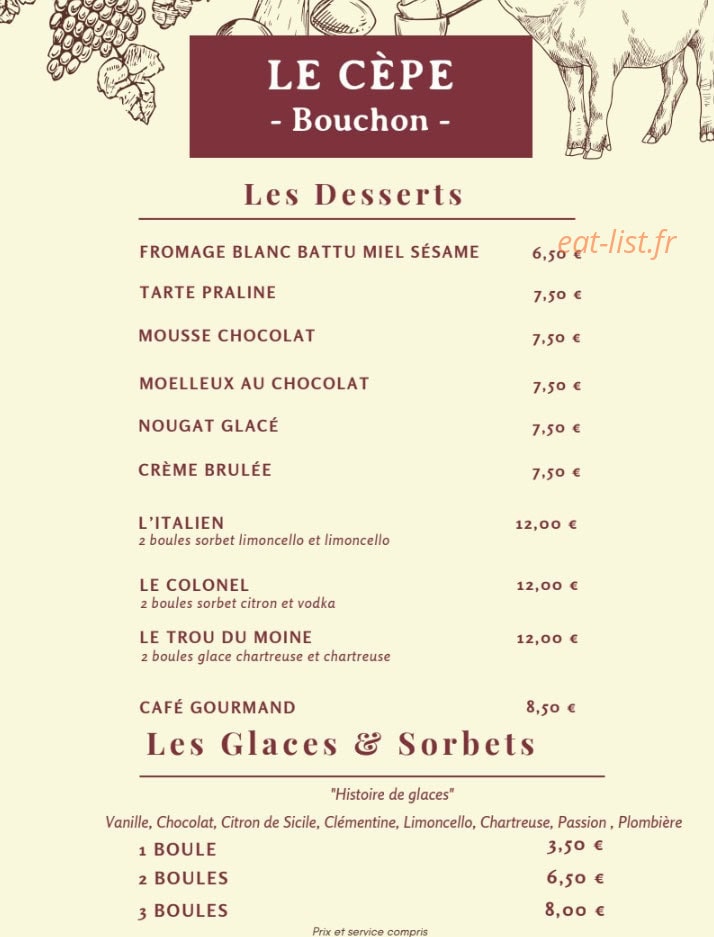 Le Cèpe — carte page 5