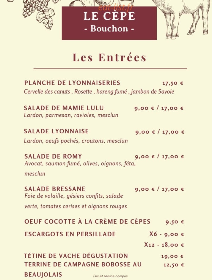Le Cèpe — carte page 2