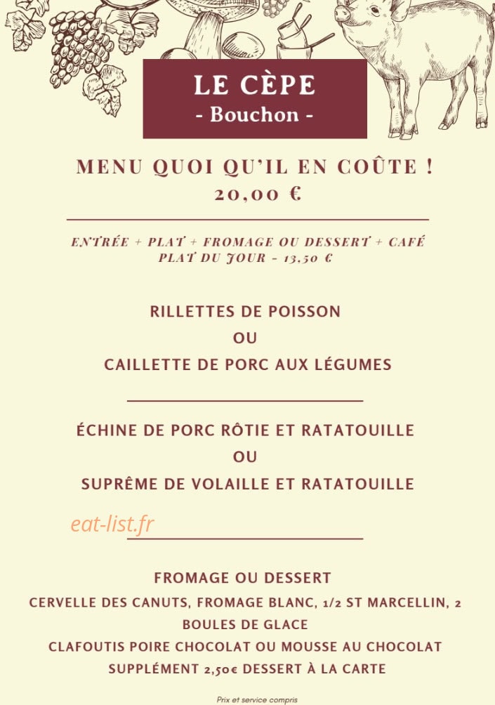 Le Cèpe — carte page 1