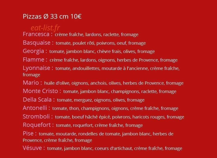 Régal Pizzas — carte page 4