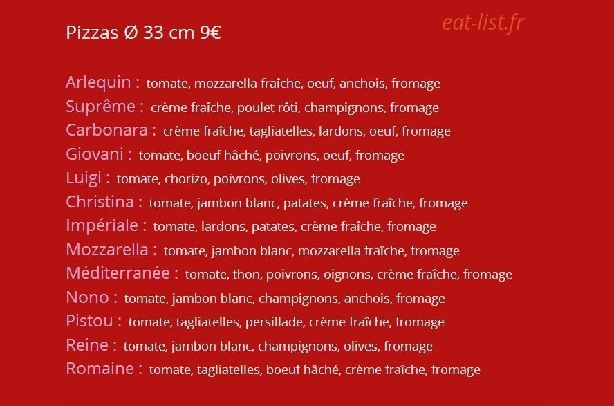 Régal Pizzas — carte page 3