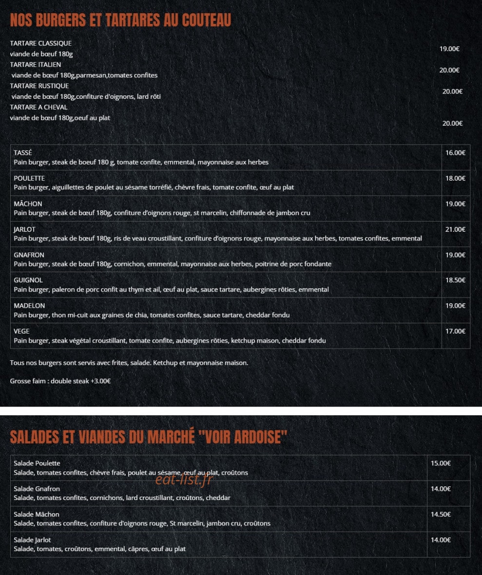 Burgers & Bouchons — carte page 1