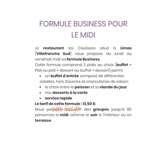 Les Coulisses — carte page 1