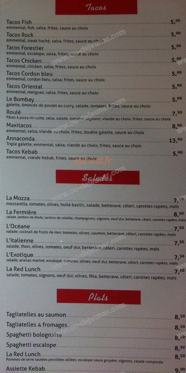 Red lunch — carte page 3