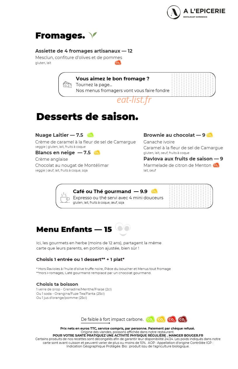A l'Epicerie — carte page 4