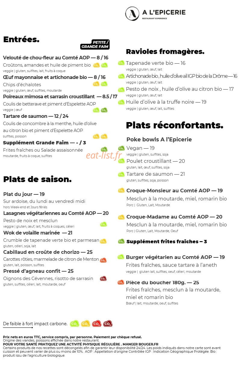 A l'Epicerie — carte page 3