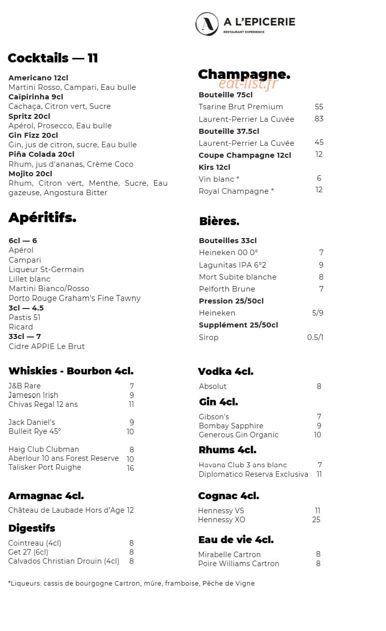 A l'Epicerie — carte page 6