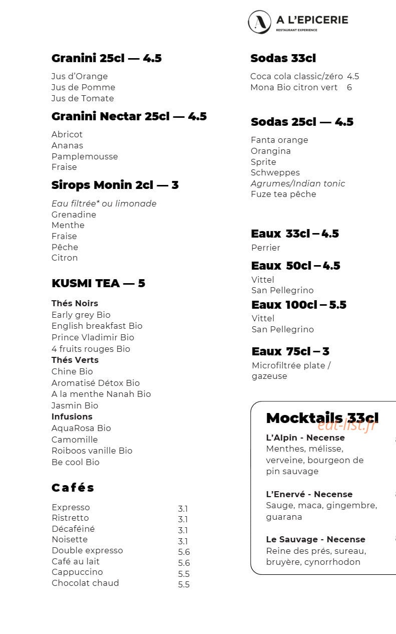 A l'Epicerie — carte page 8