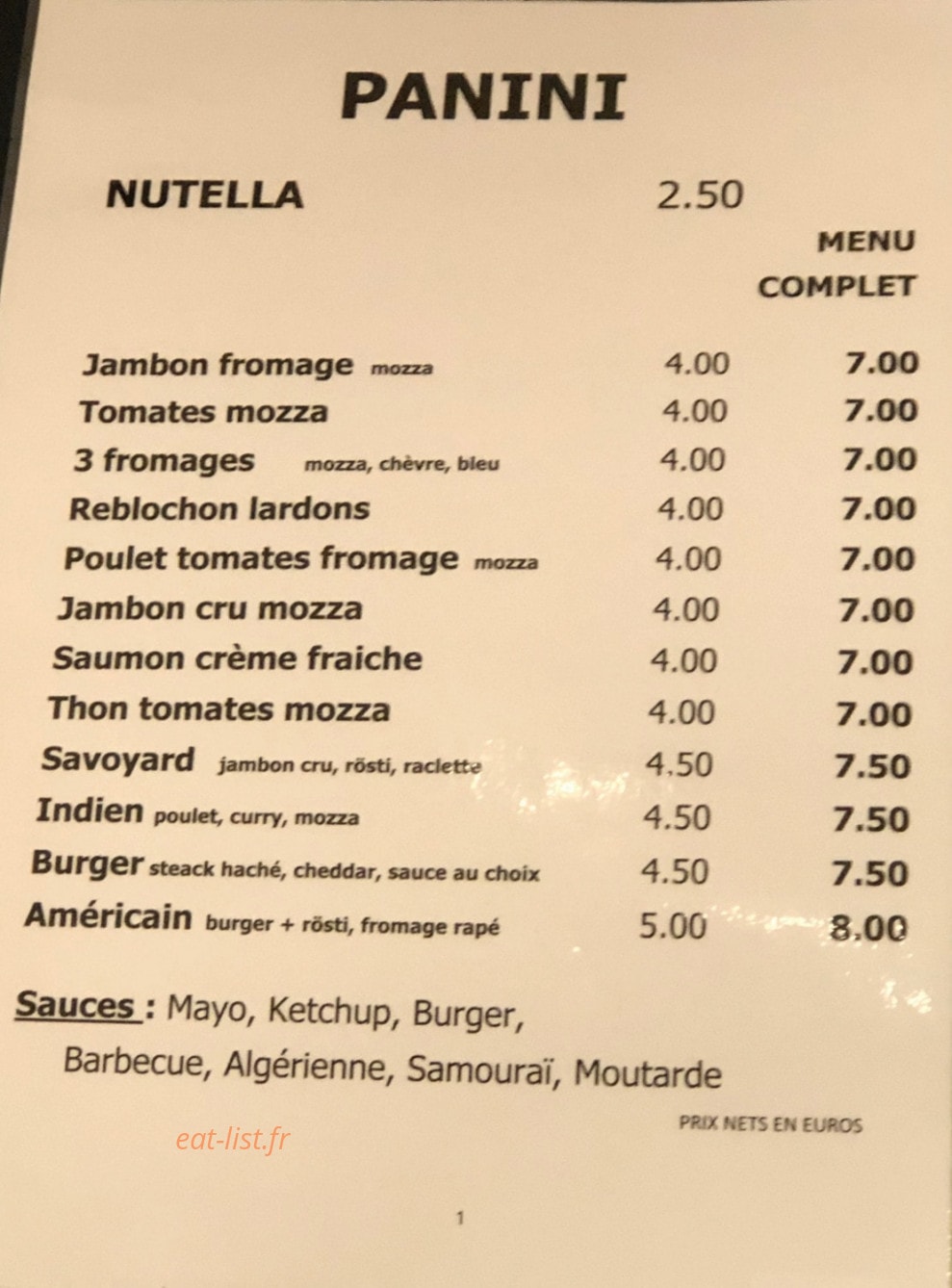 Au Fournil — carte page 2
