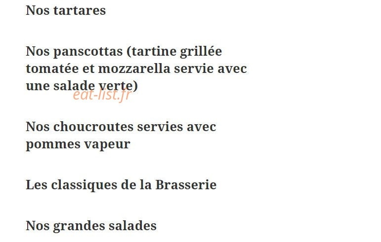 Carte et menu de Brasserie du Théatre à Villefranche sur Saone — Spécialités