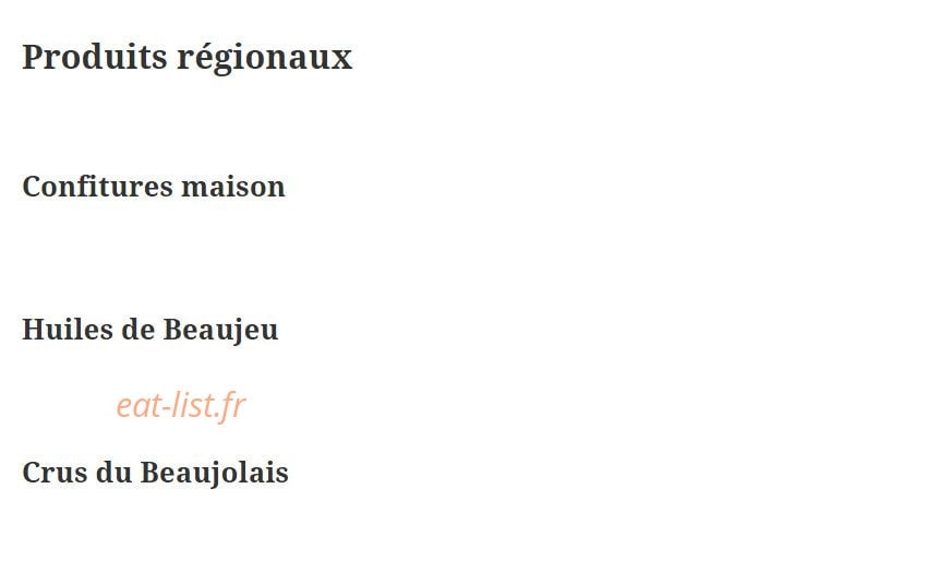 Carte et menu de Brasserie du Théatre à Villefranche sur Saone — Produits régionaux