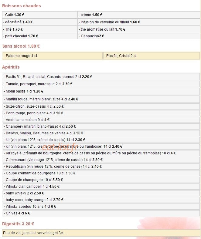 Chez Claudette — carte page 7