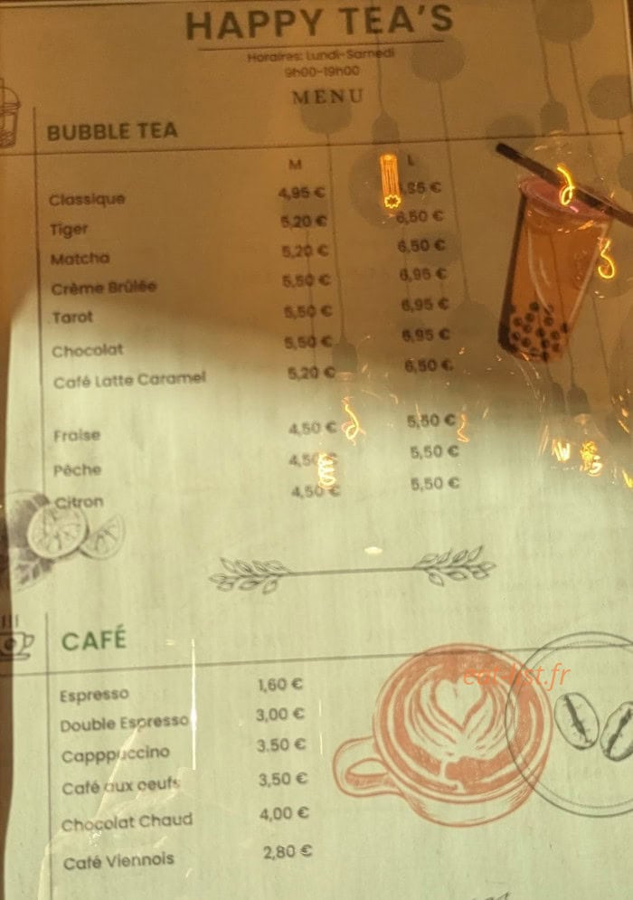 Happy Tea's — carte page 1