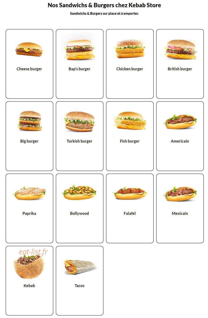 Kebab Store — carte page 1